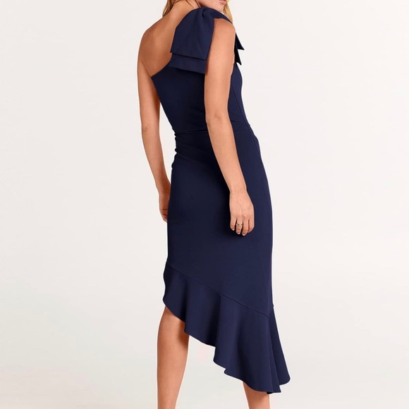 ANRABESS One Shoulder Formal Midi Dresses Sleeveless Bodycon Cocktail Dress - Picture 3 of 6